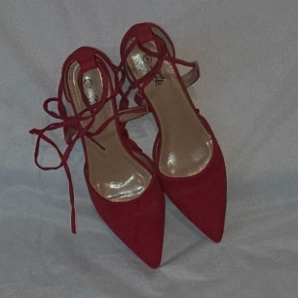 Heel the World Red Block Heels Womens Size 8 Dress Shoes - Picture 2 of 9